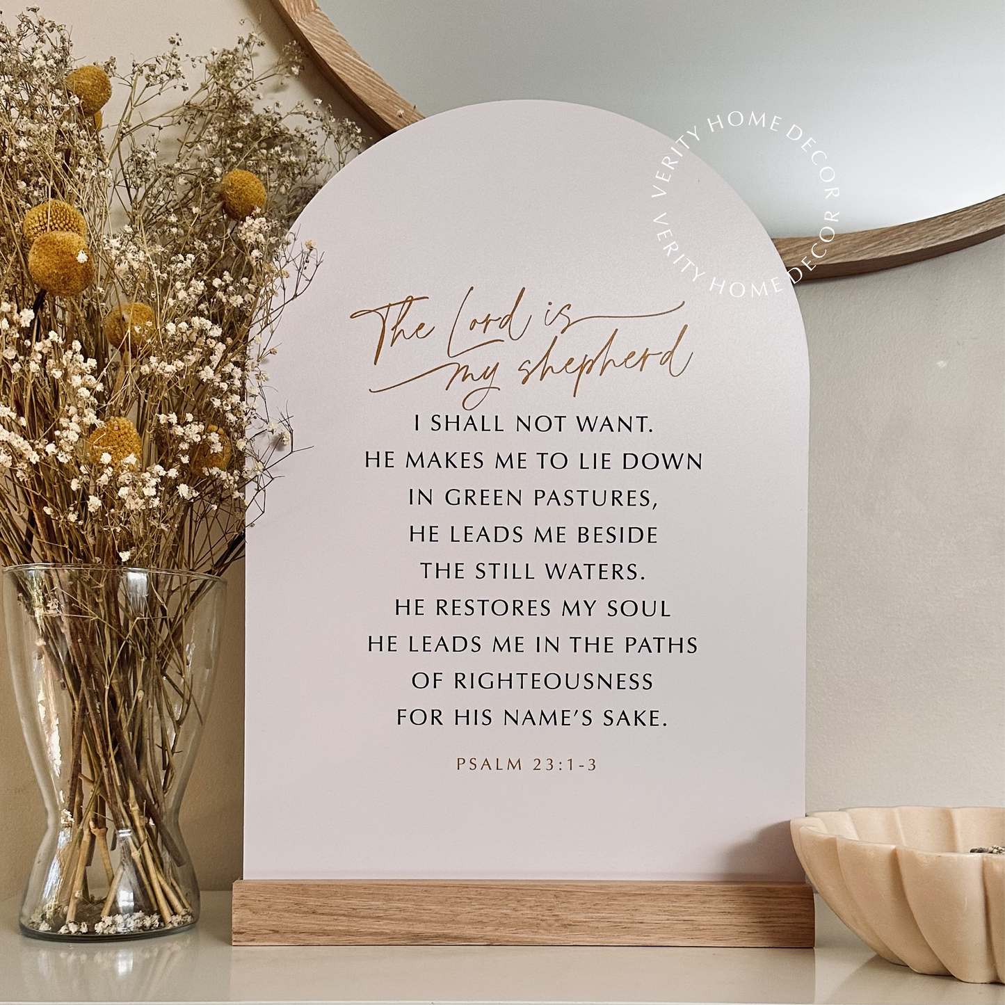 'Psalm 23' Large Verse & Oak Stand