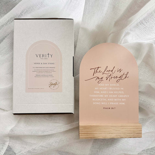 ‘Strength' Small Verse & Oak Stand