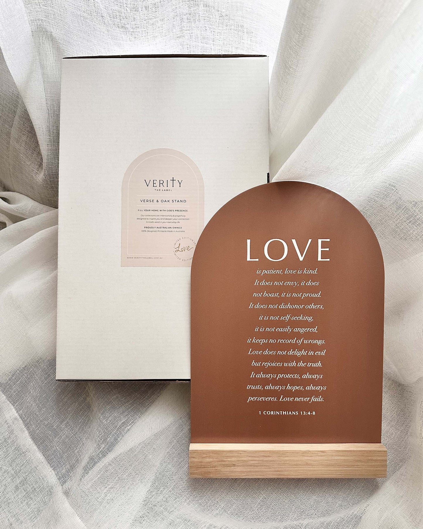 ‘Love' Medium Verse & Oak Stand (CHOC)