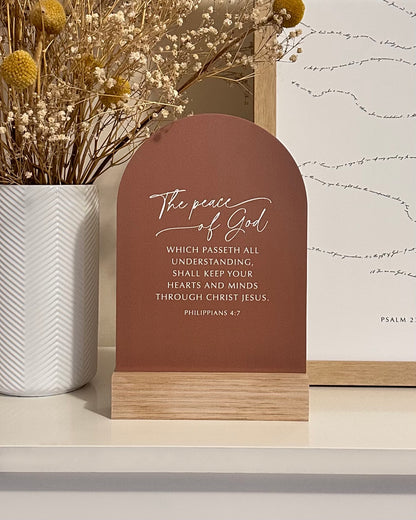 ‘Peace' Small Verse & Oak Stand