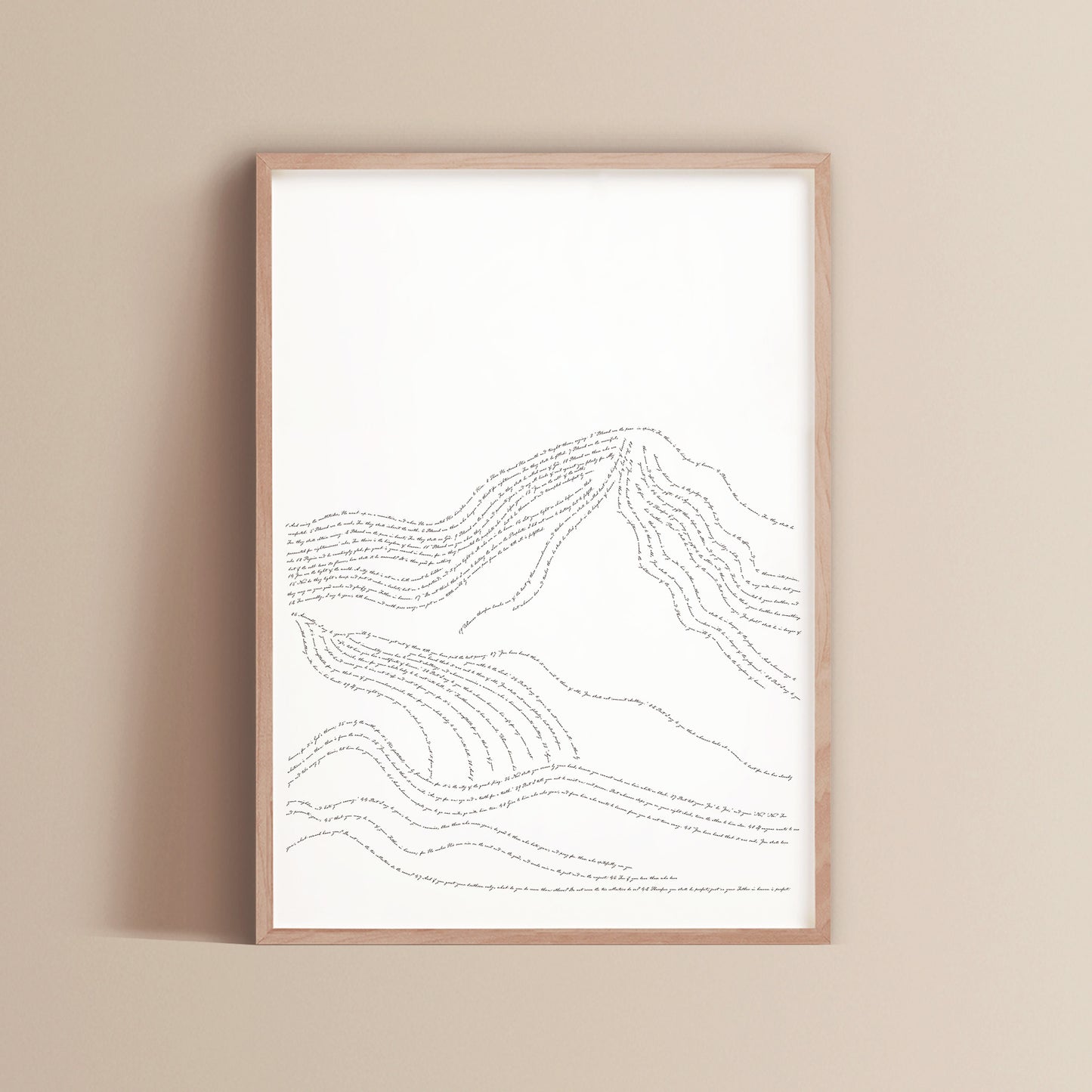 Print 1 — Matthew 5:
Sermon on the Mount fine art scripture print — Matthew chapter 5, individual print framed in oak — part of the set of three — Verity The Label Australia
