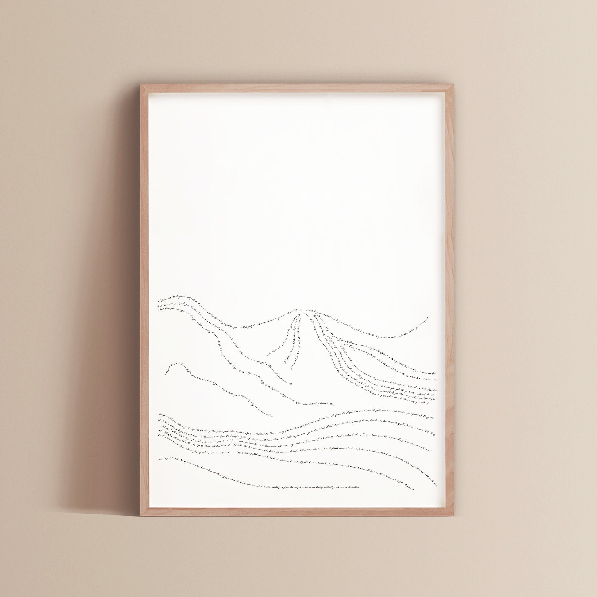 Print 3 — Matthew 7:
Sermon on the Mount fine art scripture print — Matthew chapter 7, individual print framed in oak — part of the set of three — Verity The Label Australia 