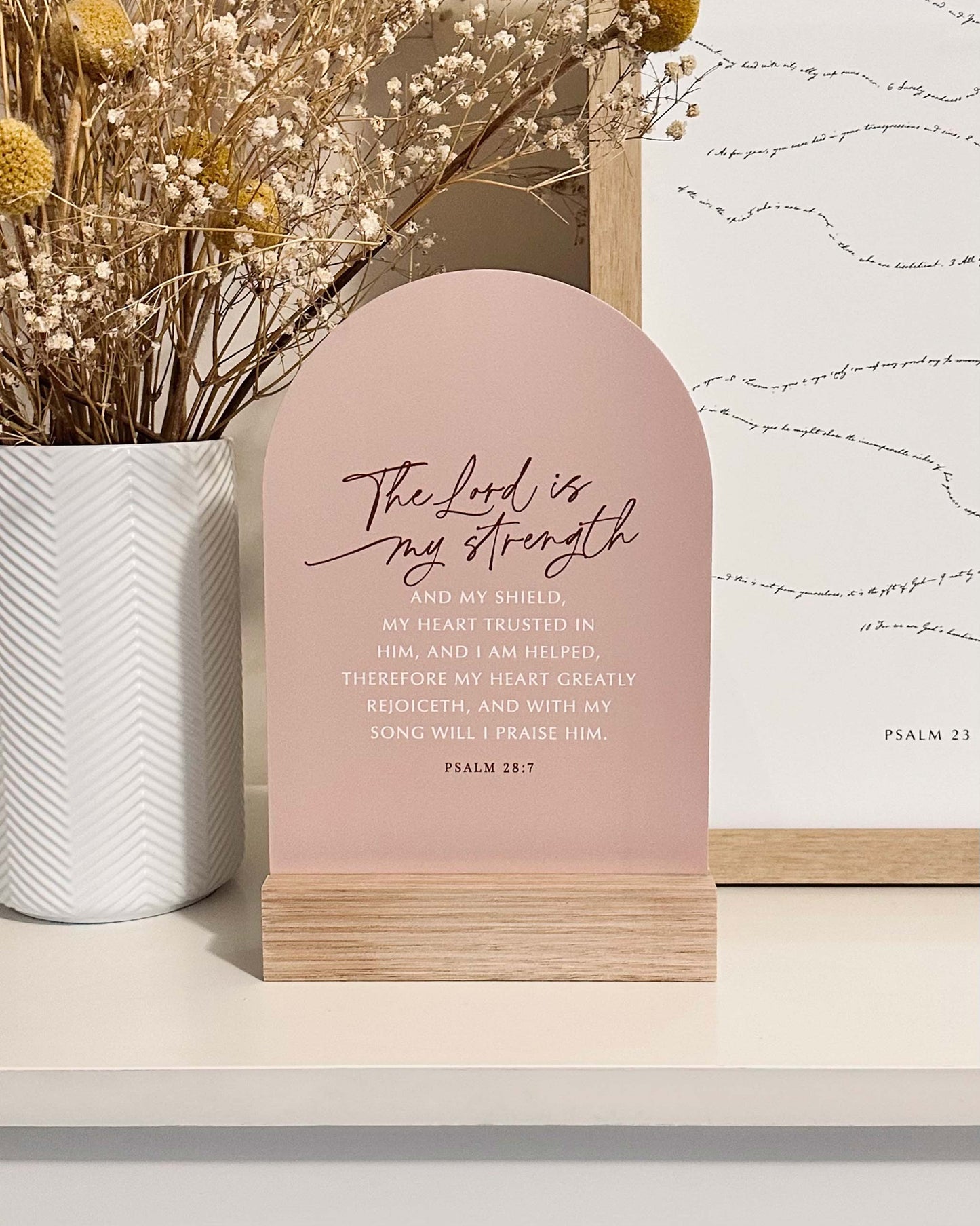 ‘Strength' Small Verse & Oak Stand