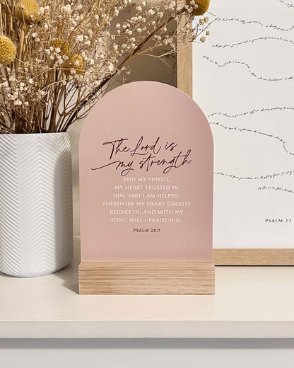 ‘Strength' Small Verse & Oak Stand